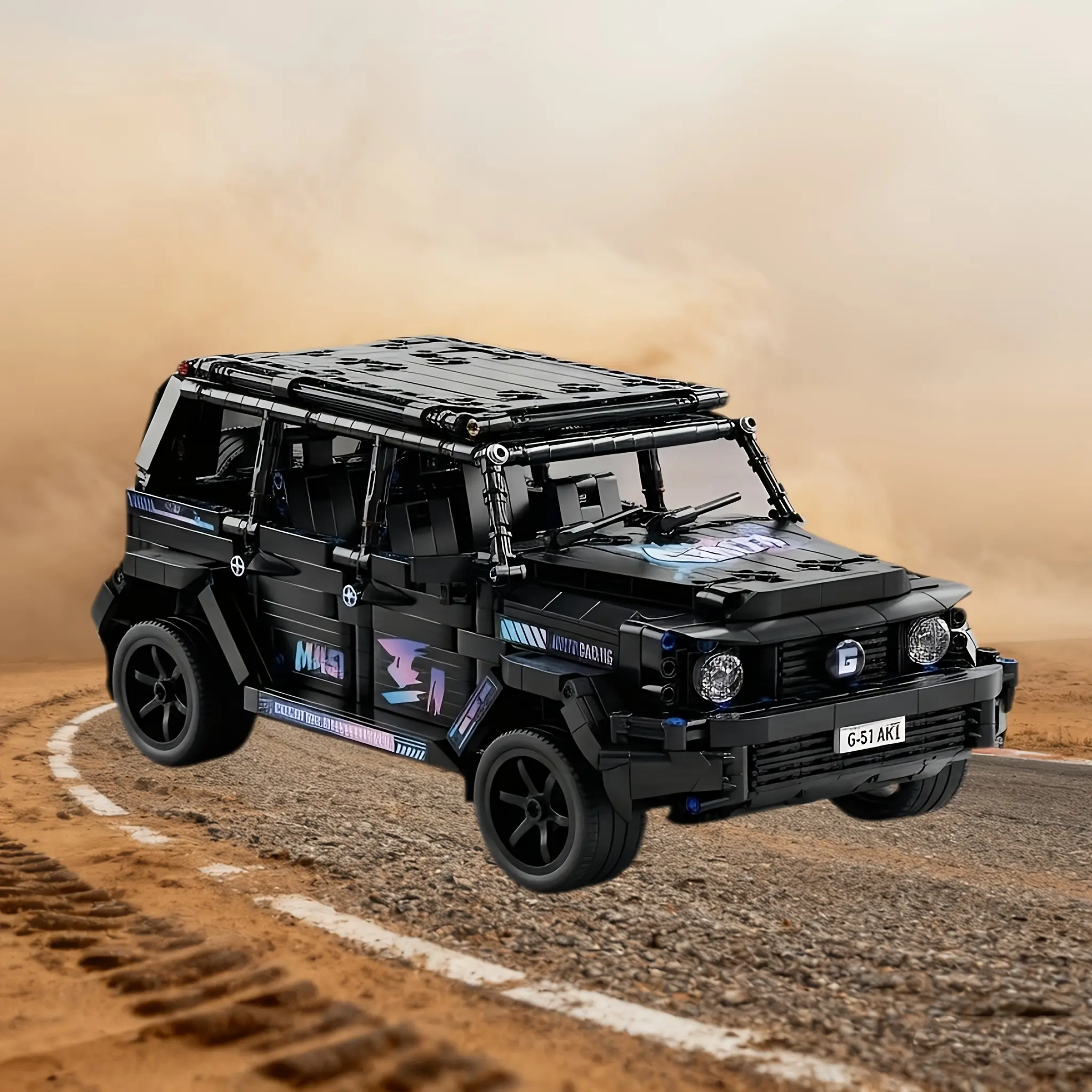 1111-Piece Black High-Difficulty Mechanical 3D Geometric Magnetic Lead-Free Decorative Puzzle Truck Set, Adult Assembly Off-Road Building Block Car, Non-Electric Desktop Ornament, Lead Free Trucks, Mechanical Puzzle Trucks