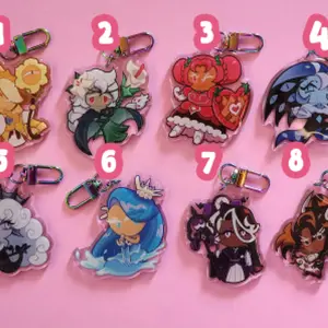 Cookie Run Kingdom Acrylic Charms - Cookie Run Merch Charm Set - Kawaii Cookie Run Kingdom Art - Gaming Bag Charm Accessory - Cute Gift