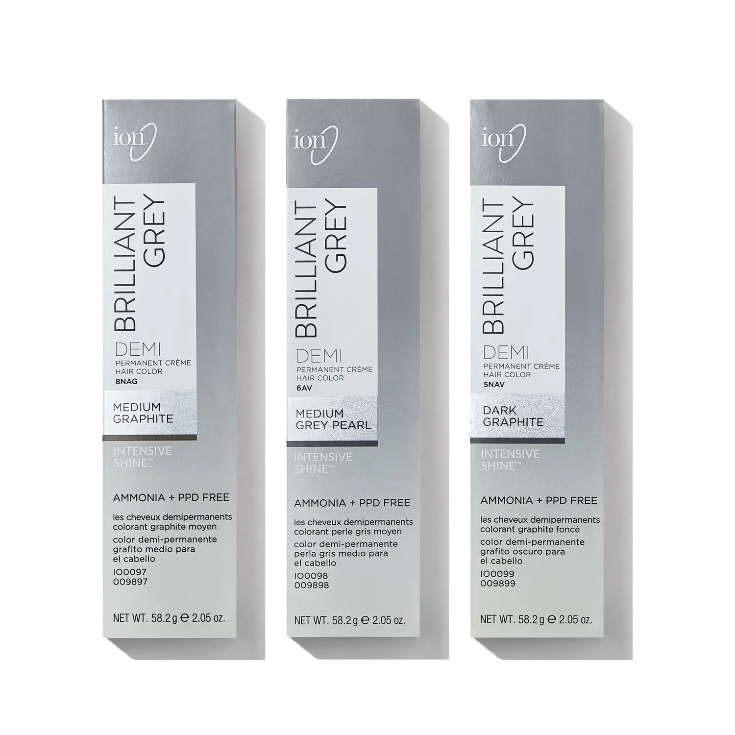 Ion Brilliant Grey Demi Permanent Cream Hair Color - Ammonia-Free, Intensive Ionic Blend, 7VA Chrome Shade, Long-Lasting Shine, Color-Depositing, At-Home, Non-Bleaching, Ready-To-Use, Tinting Semi-Permanent Haircare Product, Color-Depositing Semi-Permanen