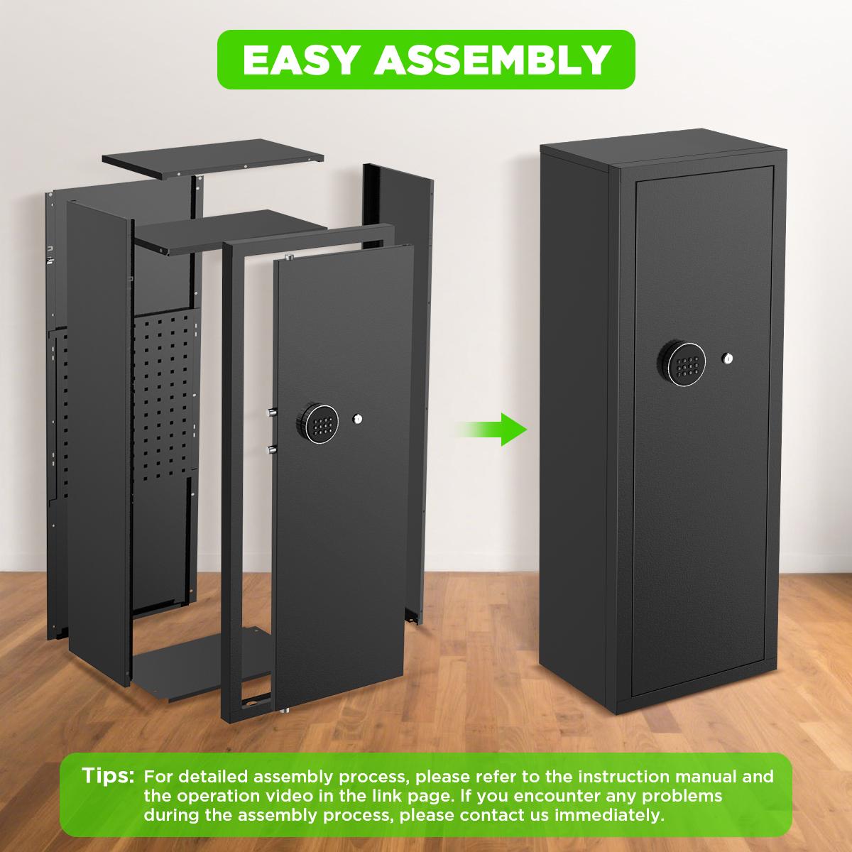 ACTIGER Large Long Gun Safe Cabinet Easy Assembly for Rifles and Pistols with Quick Access Digital Keypad Removable Shelves Anti-Theft Design for Home Security Storage Thick Steel