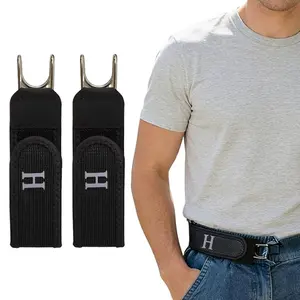 2/4 PCS No Buckle Belt for Men & Women – Adjustable Elastic Waist Belt with Metal Hook, Invisible Buckle-Free Design for Jeans, Pants & Workwear, Comfortable Stretch Fit for Daily Wear