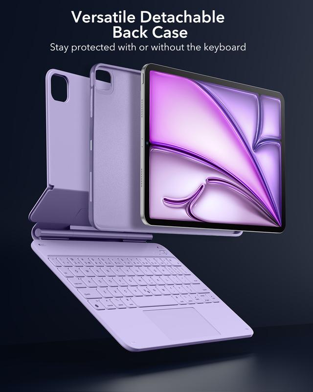 ESR iPad Air 11/13 inch 2025/2024 Case with Keyboard, iPad Pro 11/13 inch 2025/2024 Keyboard Case with Easy-Set Magnetic Stand, Portrait/Raised Modes for iPad Pro 11/12.9/Air 5th/4th Generation Keyboard, with Removable Protective Case