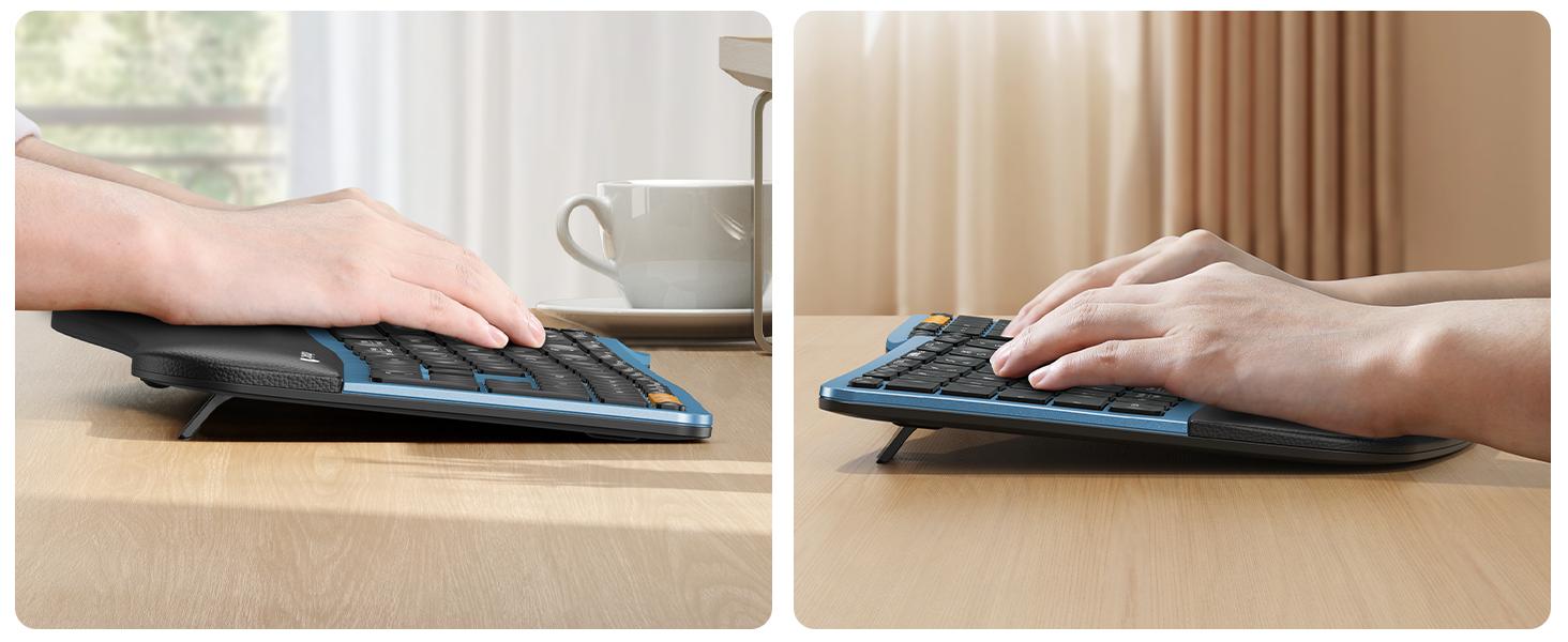 ProtoArc EK01 Plus Backlit Full Size Wireless Ergonomic Keyboard and EM11 NL Dual Bluetooth Vertical Mouse