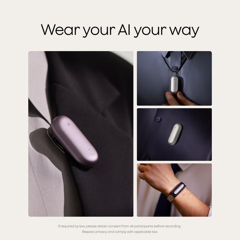 Plaud NotePin Voice Recorder,AI Voice Recorder, App Control, AI Notetaker, AI Transcribe & Summarize Support 112 Languages, 64GB Memory, Audio Recorder for Lectures, Meetings