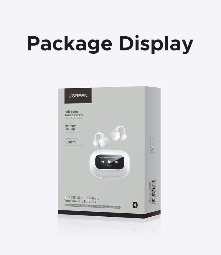 UGREEN S6 Magic Clip-on Design Wireless Earphones, Built-in Mic High-quality Sound Earbuds, with LCD Screen Display, 30H Long Playtime Touch Headphones-TikTokShopBlackFriday ,TikTokShopJumpstartSale