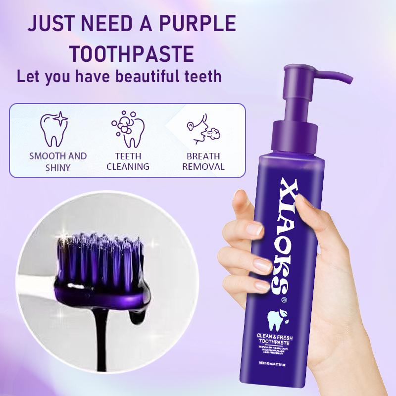 XIAOKS Pump Type Purple Toothpaste Controlled Release No Waste Xanthan Gum Sodium Phytate Formula Cleans Teeth Long Lasting Freshness Creates Shiny Beautiful Teeth Rich Foam Deep Cleaning Keeps Breath Fresh All Day