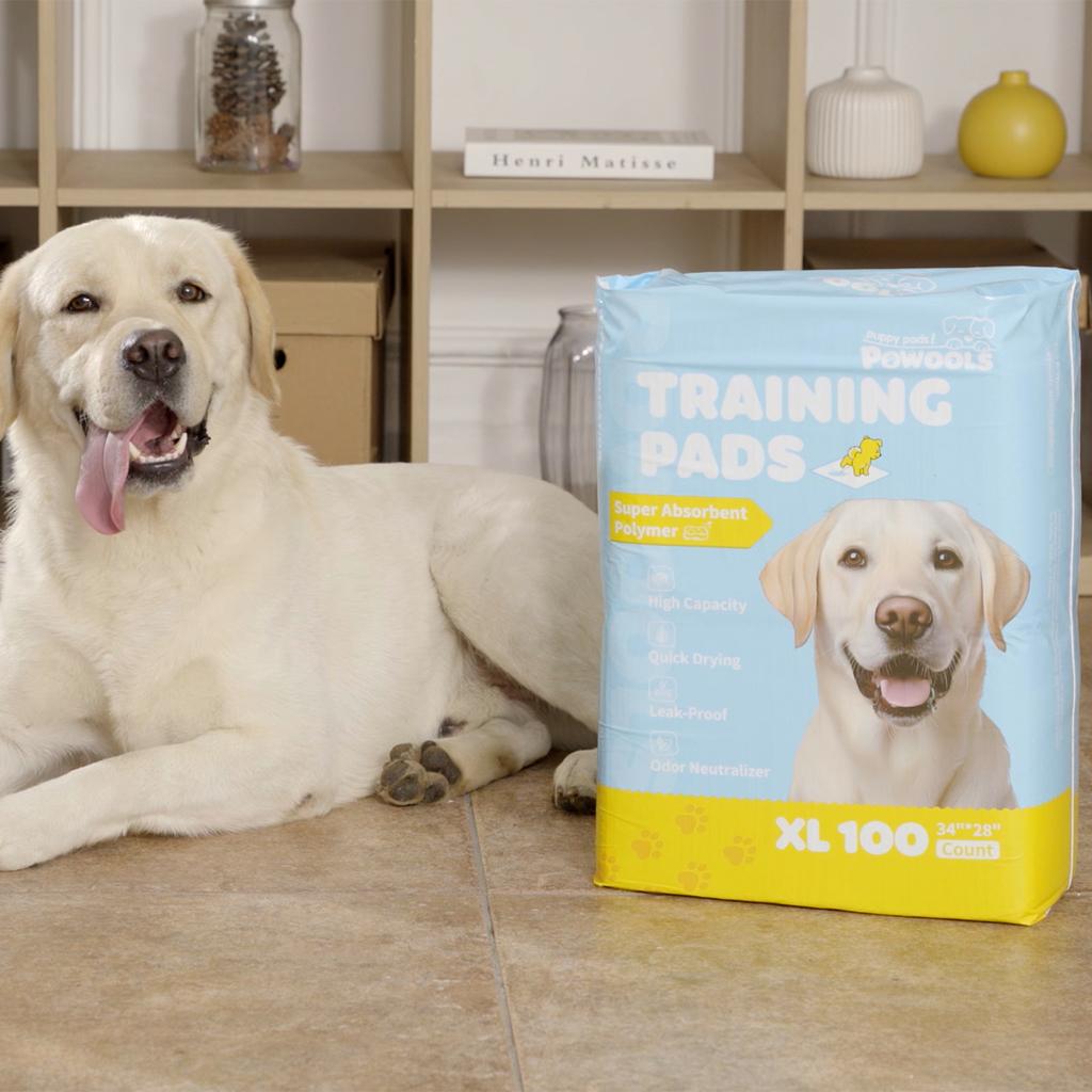 Powools Dog Puppy Pads for Potty Training Leak-Proof Quick-Dry Pee Pads with Multi-Layer Absorption Super Absorbent Polymer
