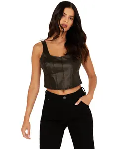 Originality Women's Faux Leather Corset Top - A2804k986jd