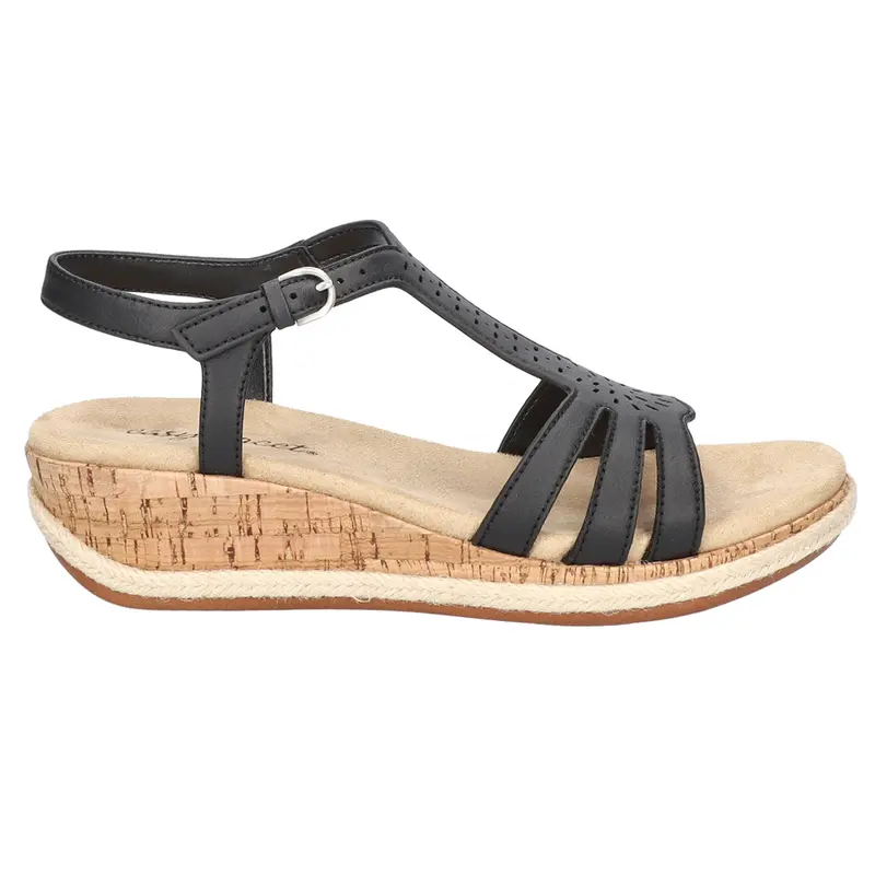 Easy Street Womens Dorinda Cut Out Espadrille Slingback Casual Sandals Casual Low Heel 1-2" - Black