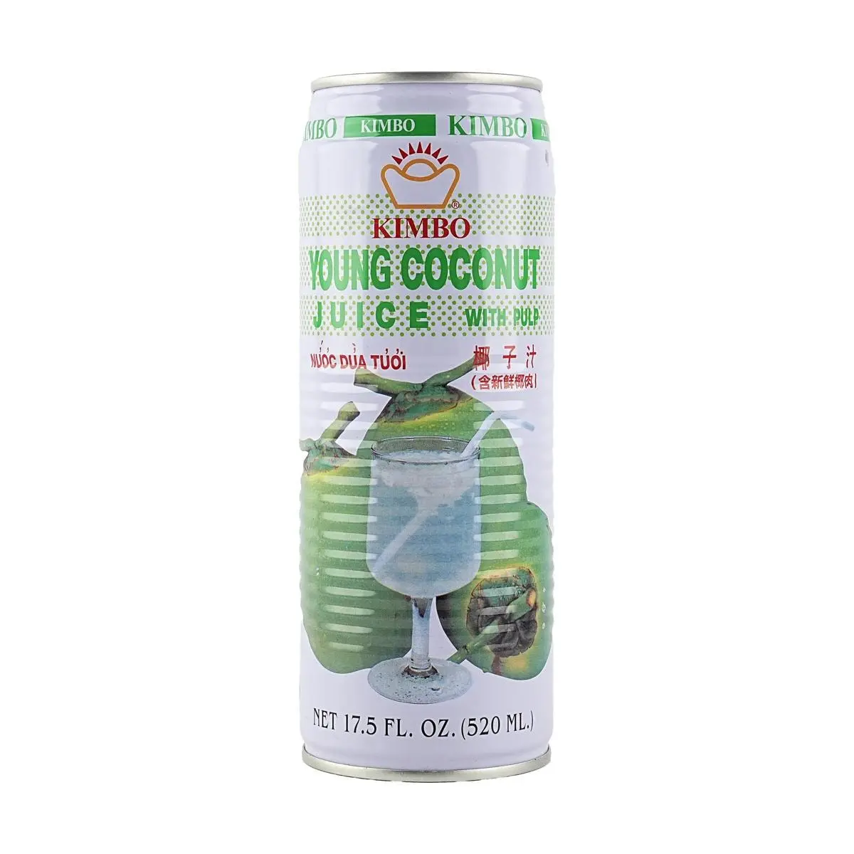 KIMBO Thai Coconut Water Drink with Real Coconut Pulp 520ml - Refreshing Natural Hydration for DIY Beverages