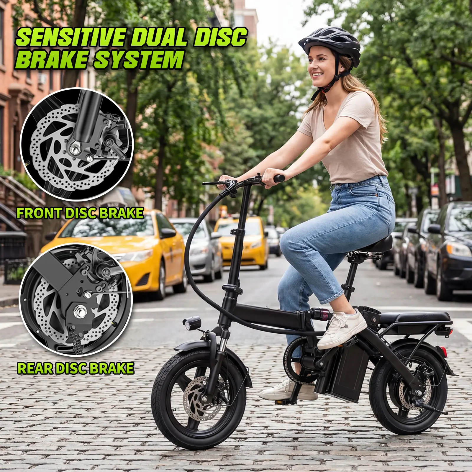 TERROSOR 14" Wheels Lightweight Folding Ebike for Adults, 520W-560W Motor, 20-24MPH Speed, 32 Mi Range, 48V 10Ah Battery, 3-Level Pedal Assist, Dual Disc Brakes, UL 2849 Certified Powerful Bikes, 12 Months Support