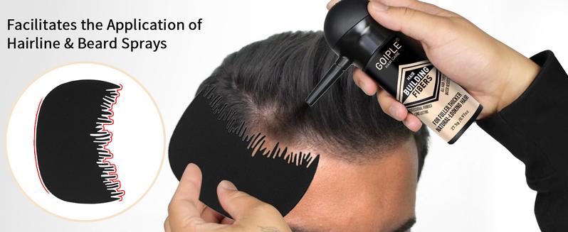 4-in-1 Hair & Beard Styling Set with Hair Fiber & Pump Dispenser & Application Card – Enhancements Barber Spray Volumizing Water Proof (Black)