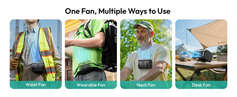 Aecooly Waist Fan Portable Hands Free Cooling Fan for Outdoor, Worksite & Summer Heat | Strong Airflow, Long Battery Life, Compact & Rechargeable,Summervibes