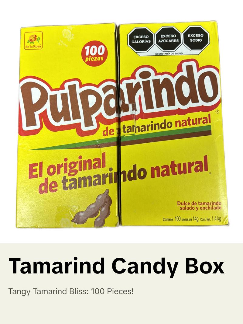 Pulparindo Tamarind Mexican Candy - Box of 100 Pieces (14g Each)