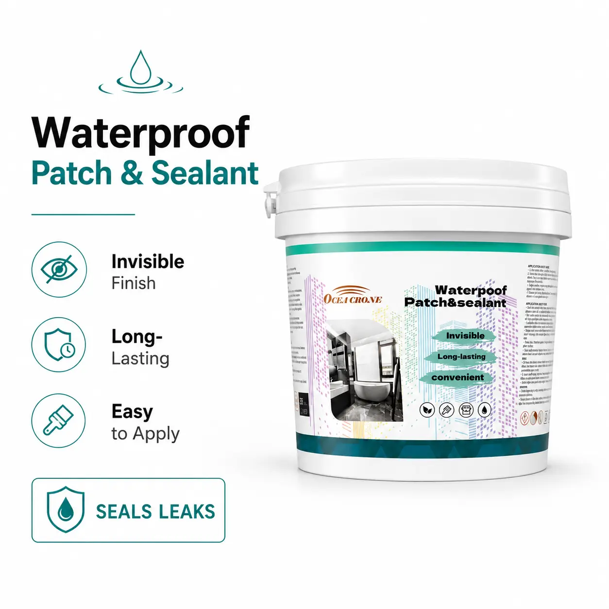 OCEA CBONE Transparent Waterproof Coating, Invisible Waterproof Sealant for Indoor and Outdoor Use, Clear Concrete Sealant with Strong Adhesion for Leaks, Cracks, Walls, Roofs, Gutters, and Bathrooms