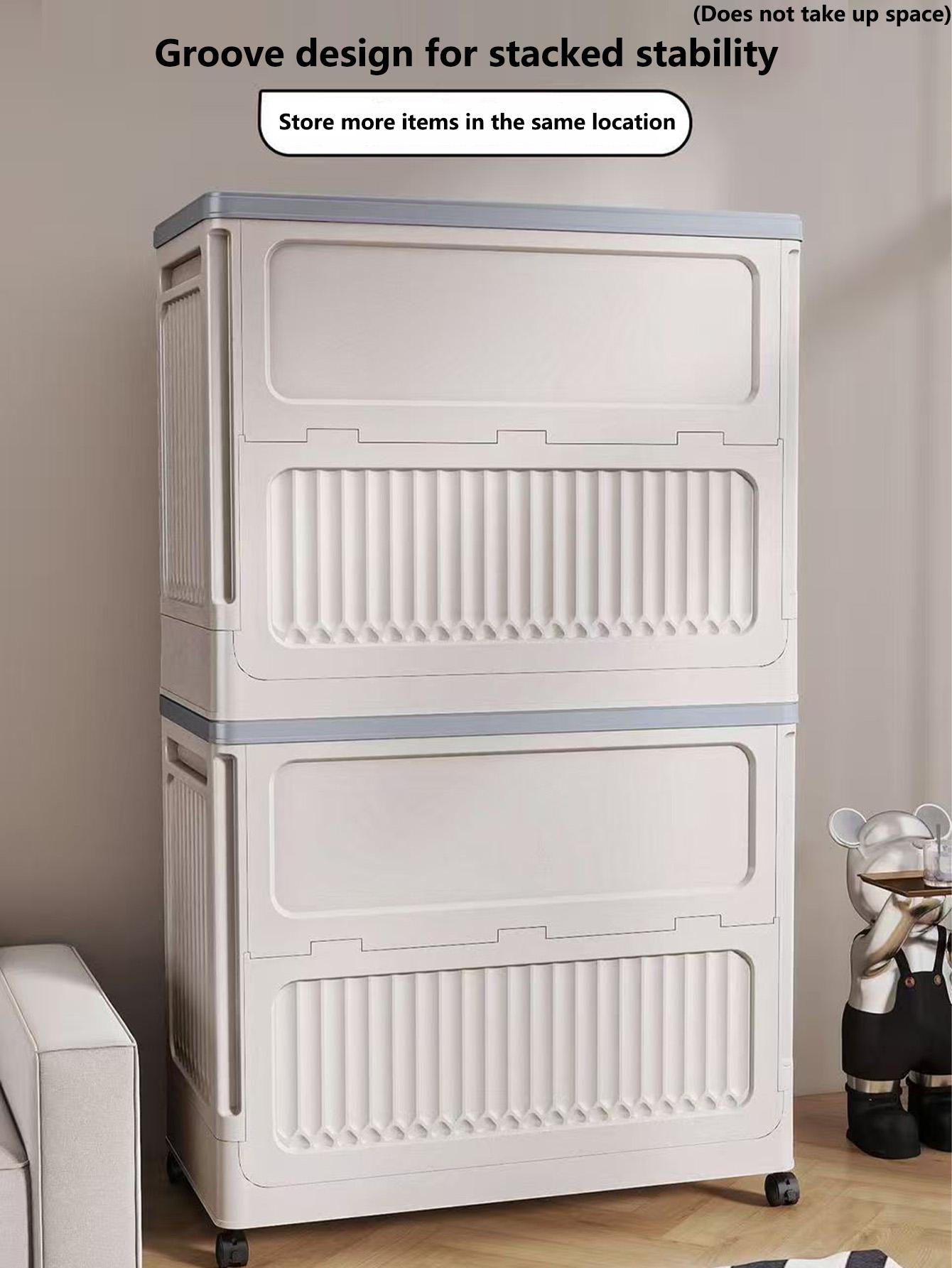Clothes storage box, large capacity extra-large dustproof flap organizer, household clothing quilt, plastic folding storage box