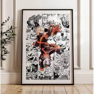 My Hero Academia Bakugo Manga Panels Vintage Anime Satin Poster - Exclusive Anime Print for Fans