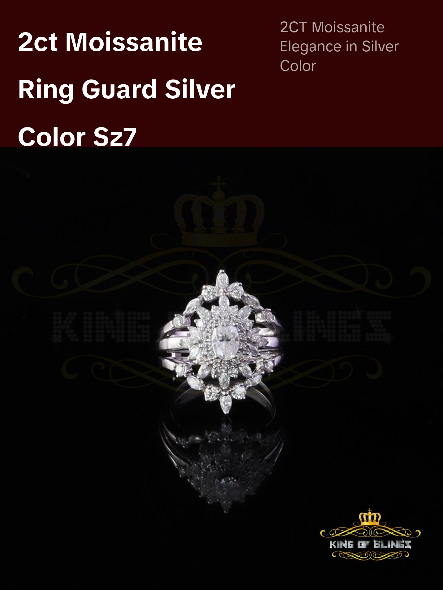 King Of Blings Engagement Ring Enhancer Guard Wrap Insert 2CT Moissanite 925 Silver White SZ7