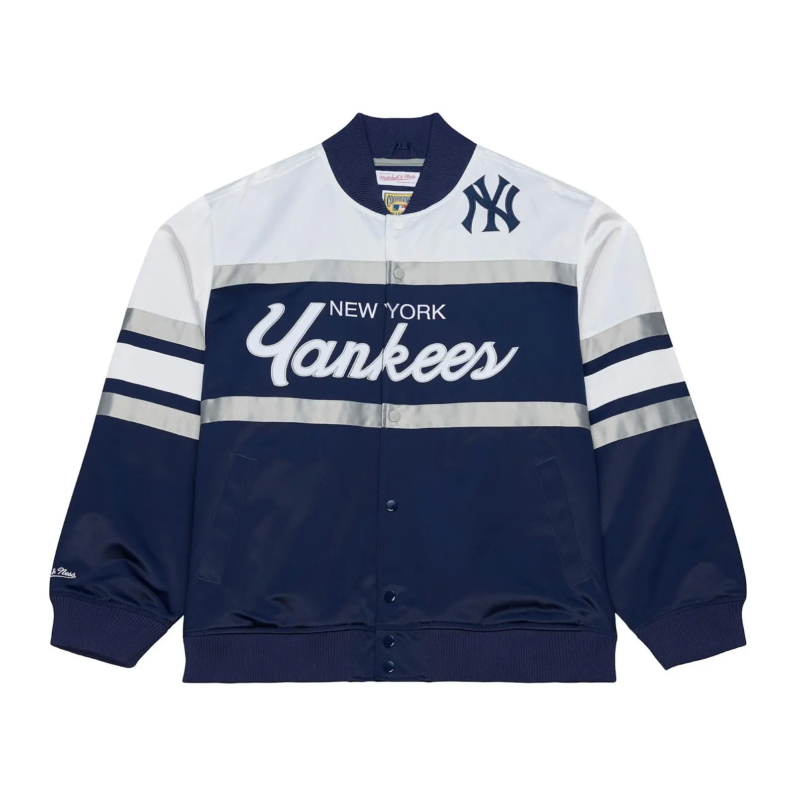 Mitchell & Ness Menswear New York Yankees Navy Long-Sleeve Classic Lightweight Satin Full-Snap Shell Coat