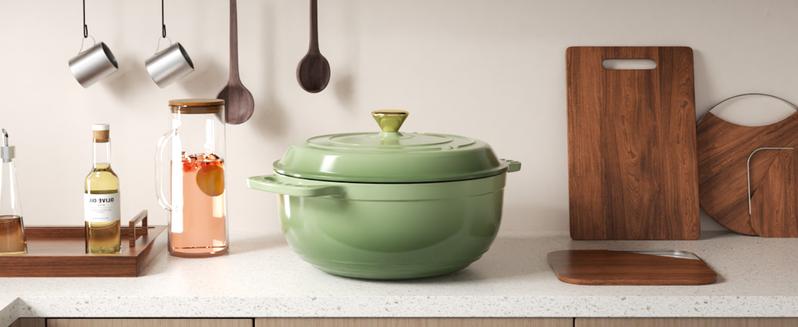 ROVSUN Enameled Cast Iron Round Dutch Oven, 5/6/7.5QT Pot with Lid &Dual Handles with Silicone Gloves,Oven Safe up to 500°F, Heavy-Duty Pre-Seasoned Cookware for Bread Baking, Braising, Stews, Roasting,TikTokShopBlackFriday