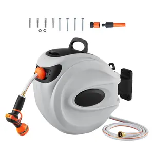 Retractable Hose Reel Water Hose Reel 65'x5/8" 180° Swivel Wall-Mounted,summervibes