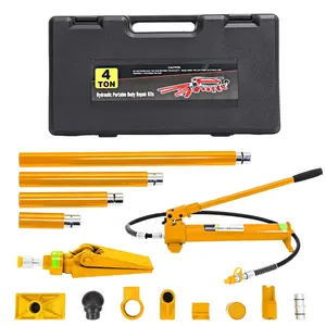 Garvee 4 Ton Porta Power Kit Heavy Duty Hydraulic Ram with Secure Transport Case for Auto Shop Frame Repair Construction Equipment Professional Grade Lifting Tool Yellow