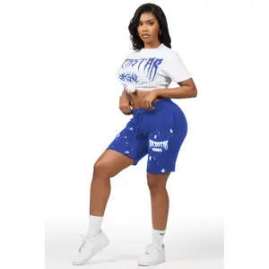 Dayasia White/Royal Blue T-Shirt Short Set