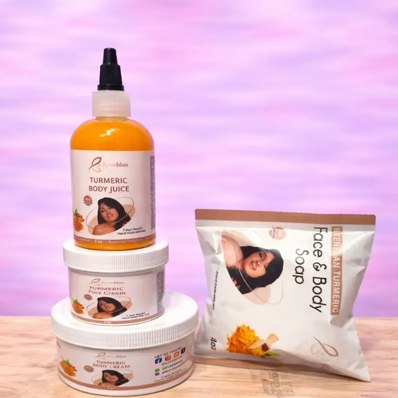 Byenblan Turmeric Face & Body Cream with Soap  and body juicy for Soft Radiant Skin - Turmeric Infused Body Cream for Glowing Look