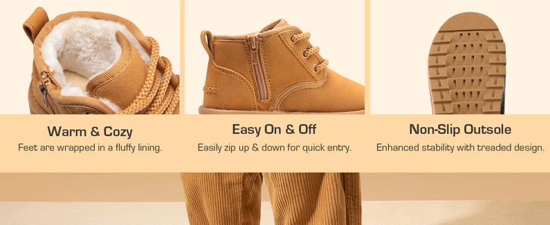 Dream Pairs Toddler  Kids Boys Girls Winter Zipper Warm Faux Fur Walking Ankle  cute boots