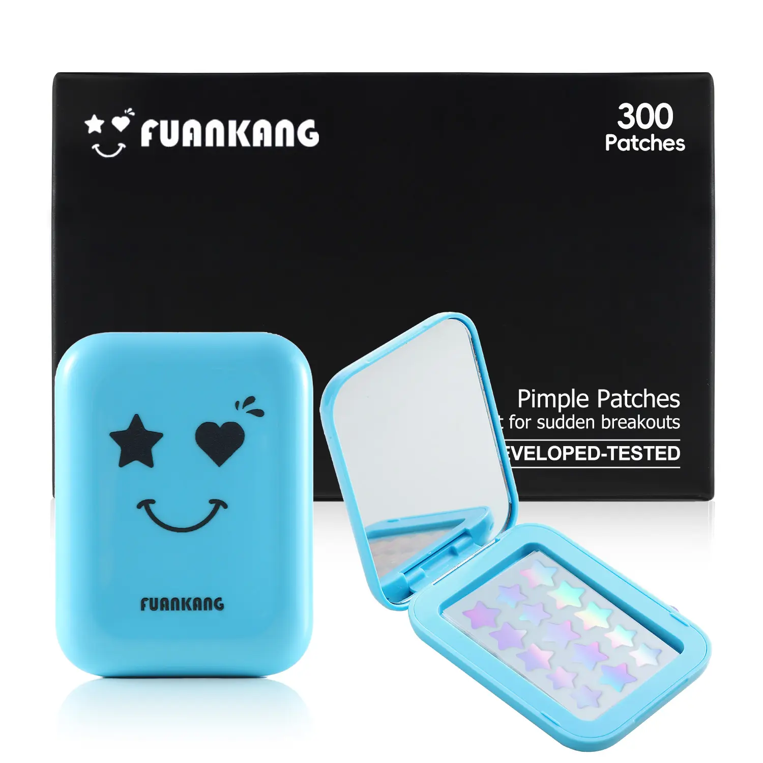 Pimple Patches for Face, 300 Pctches Hydrocolloid Stickers Covers Pimples, With a Cute mirror case Spot Treatment