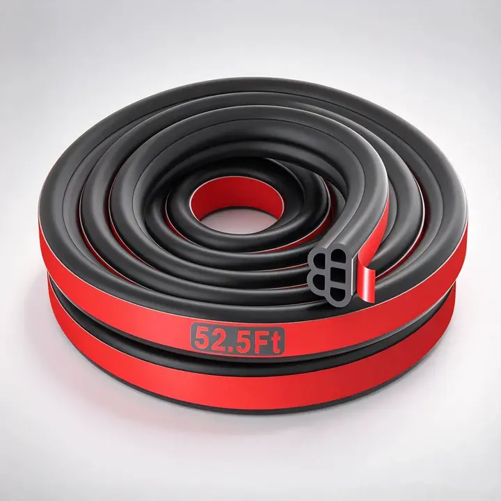 2026 52.5FT Car Door Rubber Seal Strip – Double Layer Self-Adhesive Weatherproof Sealing, Reduces Wind Noise, Dust and Rain Leakage for Door, Hood and Tailgate, Universal Fit for Most Cars, SUVs and Trucks, Easy DIY Installation