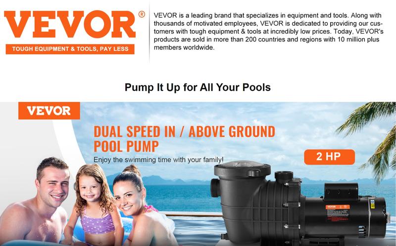 VEVOR Pool Pump, TikTokShopBlackFriday, Variable Dual Speed Pumps, Powerful Self-priming Swimming Pool Motor for Above Ground Pool, w/ Strainer Filter Basket, ETL Certification VEVOR Pool Pump, TikTokShopBlackFriday, Variable Dual Speed Pumps, Powerful Self-priming Swimming Pool Motor for Above Ground Pool, w/ Strainer Filter Basket, ETL Certification