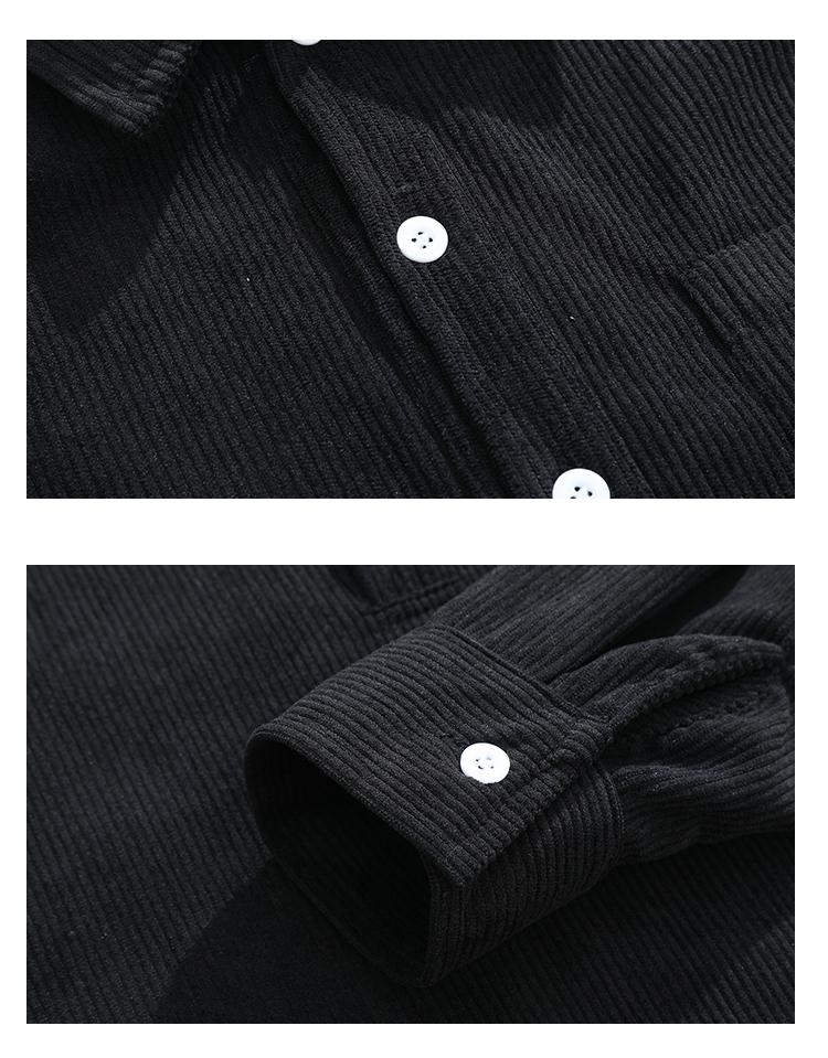 2 Counts Men's Corduroy Polo Shirt Green & Black Two-Tone Loose Long Sleeve Casual Coat Medium Fit Polyester 2 Counts Men's Corduroy Polo Shirt Green & Black Two-Tone Loose Long Sleeve Casual Coat Medium Fit Polyester