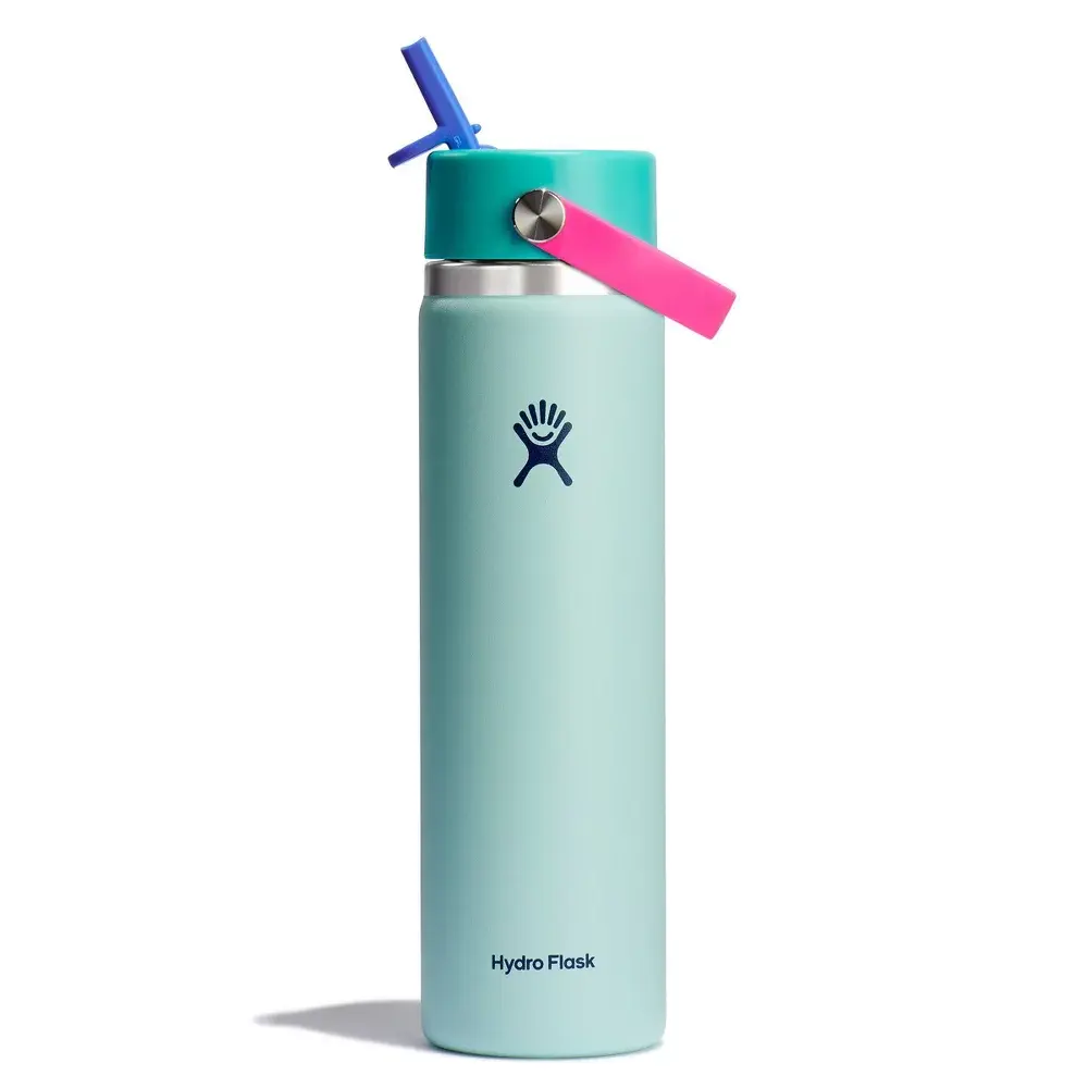 Hydro Flask 24oz Wide Mouth Flex Straw Water Bottle Vacuum-Insulated Drinkware Handles Leakproof Double-Wall Insulation Fits Cupholders Dishwasher Safe Zinnia Edition