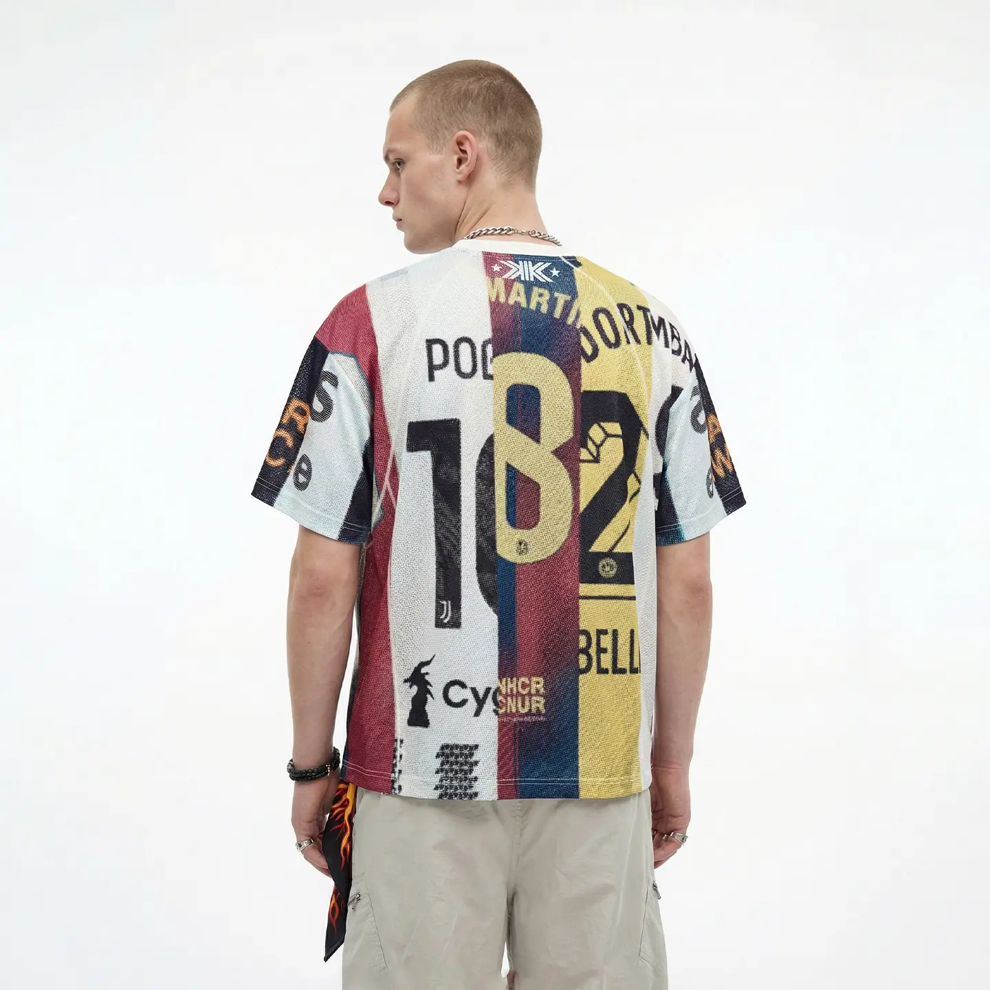Inflation Men's Vintage Oversize Colorblock Graphic T-Shirt - Streetwear Digital Print Basketball Jersey, Loose Fit Shirts, Short Sleeves, Breathable Polyester Blend Sports Tee (91% Polyester Fiber 9% Spandex), Graphic T Shirts, Unisex For Everyone