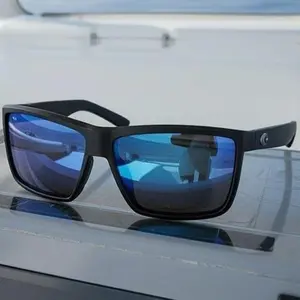 [Costarincon] Rinconcito Unisex Polarized 580p Sunglasses Rectangular Design – Blue/Green Lenses Outdoor Eyewear, Easy Fit for Cycling, Motorcycle & Fishing