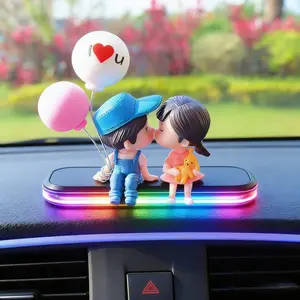 Cute Cartoon Couple Design Car Ornament, 1 Pair Dashboard Decoration, Car Interior Accessories Set, Cute Gift for Girls, Car Interior Set