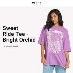 BILLABONG Women's Sweet Ride Tee,100% Cotton, Oversized Fit, Crew Neck, Screen Print, Effortless Style