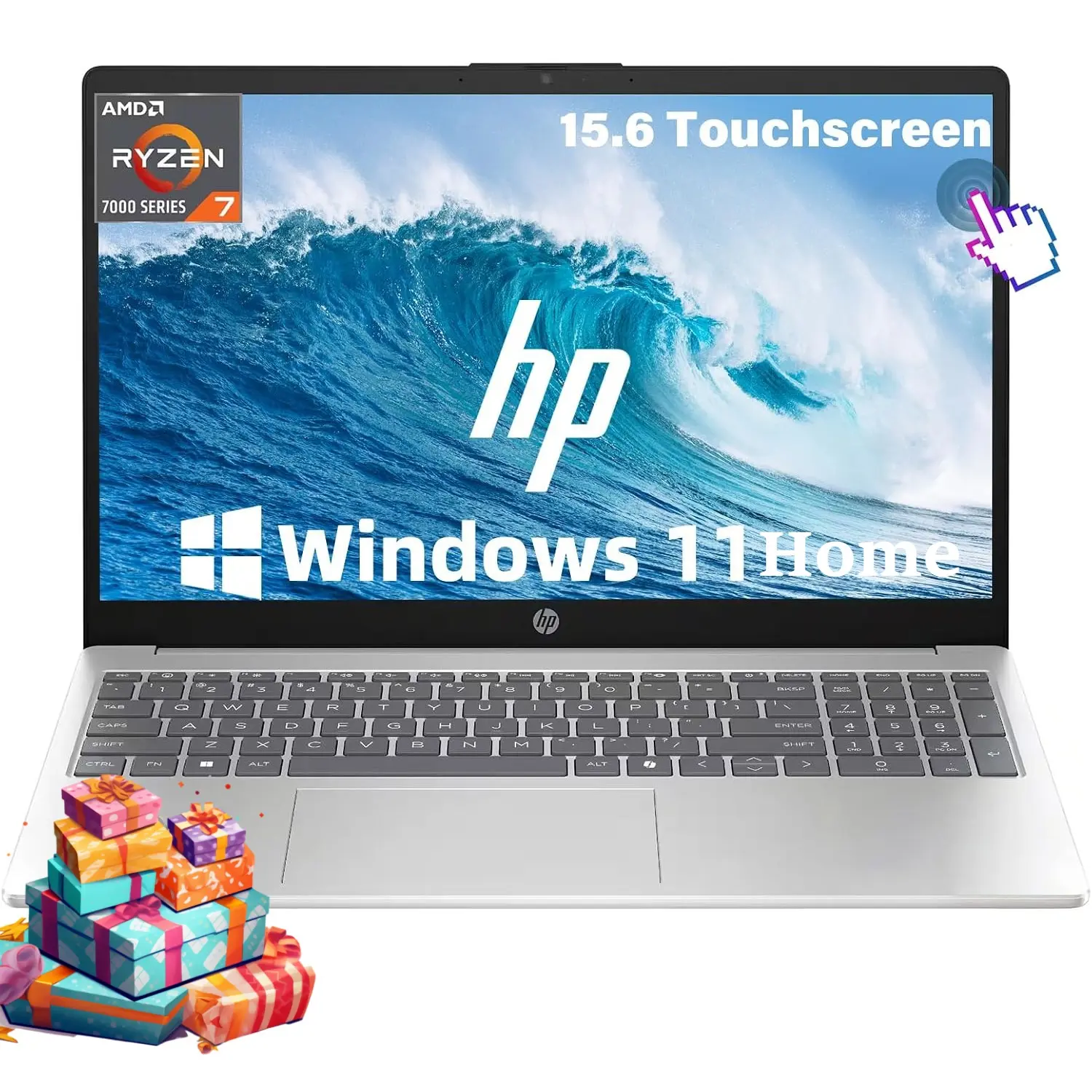 HP 15.6" Full HD LCD Touchscreen Laptop - AMD Ryzen 7 7730U, Up to 32GB RAM, 1TB SSD, Copilot AI Key, WiFi 6, Fast Charge, Multiple Ports, Built-in Li-ion Battery, Windows 11 Home, D1523 Portable Pre-built Laptop for Business & Study