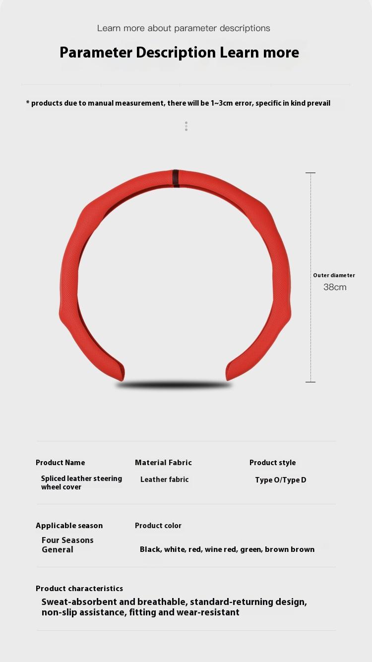 Napa Nappa Leather 15Inch 5D Premium Steering Wheel Cover Ultra-Thin Breathable Anti-Slip Sweat-Resistant Easy Install Universal Fit Enhance Driving Safety Comfort Must-Have Car Essential White