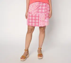 Susan Graver Weekend Regular Printed French Terry Wrap Skort