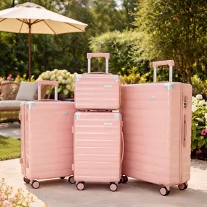 4-Piece Carry-On Luggage Set with TSA Lock, Cup Holder & USB Charging Spring Break Travel Luggage Set  Easter travel gifts