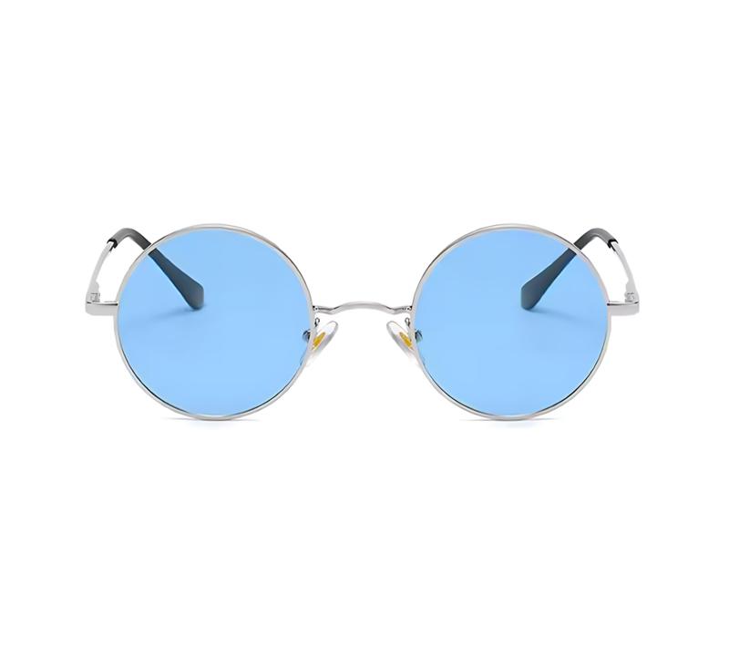 Ozzy Osbourne Style Round Sunglasses Blue Lens Retro Rock  display picture 1