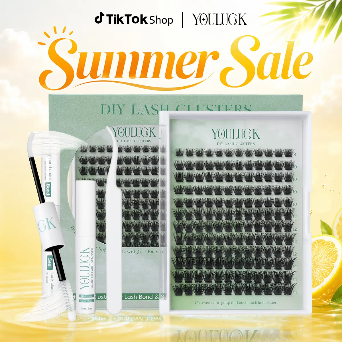 YOULUCK Short Enchantress Lashes - Soft Fluffy Long-Lasting Lashes with Glue Remover & Tweezer for Beginners Easy At-Home Application Eyelash Set, Lash Extensions, Eyelashes Extensions,back to school