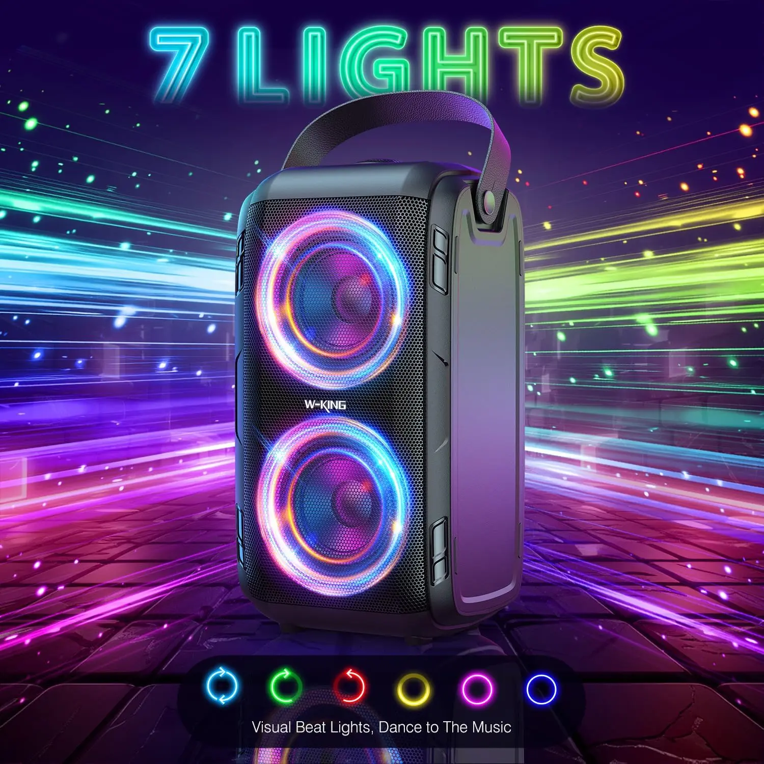 W-KING T9-2 180W High Power Multifunctional Portable Wireless PA Speaker - Clarity and Bass, 105dB Sound, IPX5 Water Resistance, 24H Playtime, Wireless Mic, Stereo Pairing for Singing, Clarity And Bass Speakers