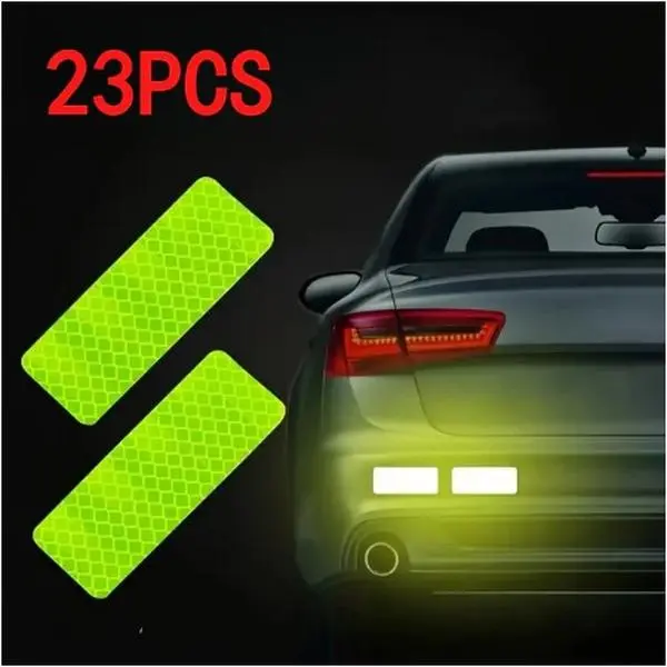 23-Sheet Reflective Safety Sticker Multipack, Industrial-Strength Adhesive, Protective Accent Car Accessories for Bicycles & Hazardous Area Vehicle Exteriors