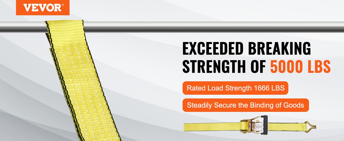 VEVOR Ratchet Tie Down Straps (4PK), 5000 lb Break Strength, Double J Hook Includes 4 Premium 2" x 15' Rachet Tie Downs with Padded Handles, for Moving Securing Cargo, Appliances, Lawn Equipment