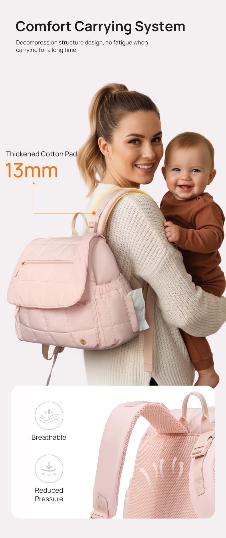 Telena TikTok Shop Spring Glow Up Soft Puffer Women’s Mini Diaper Backpack Large Open Top for Easy Grab, Baby Travel Bag with Changing Pad, hospital bag for mom,Comfortable shoulder straps,Insulated Pockets & Stroller Straps