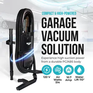 Garage vacuum solution for garages, rvs, boats, cabins, tiny homes, utility rooms, workshops offices and more