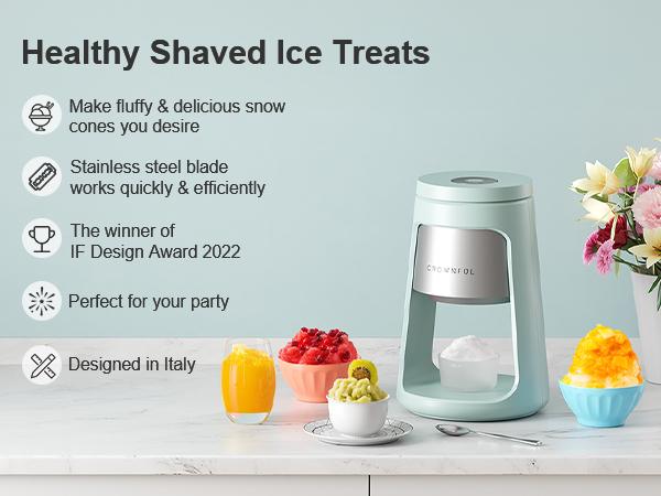 Crownful Ice Shaver Machine for Smoothies & Frozen Drinks – with 2 Ice Cups, Easy to DIY, Perfect Ice Crushing Kitchen Appliance for Home Use